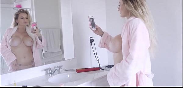 Sexy Blonde MILF Step Mom With Huge Tits Natasha Starr Fucked By Step Son In Bathroom After He Sees Her Taking Selfies POV